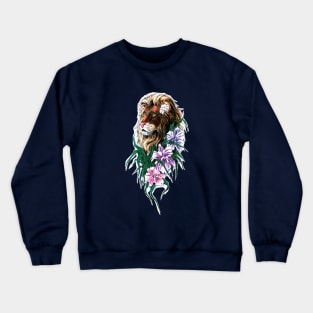 beautiful floral lion head Crewneck Sweatshirt